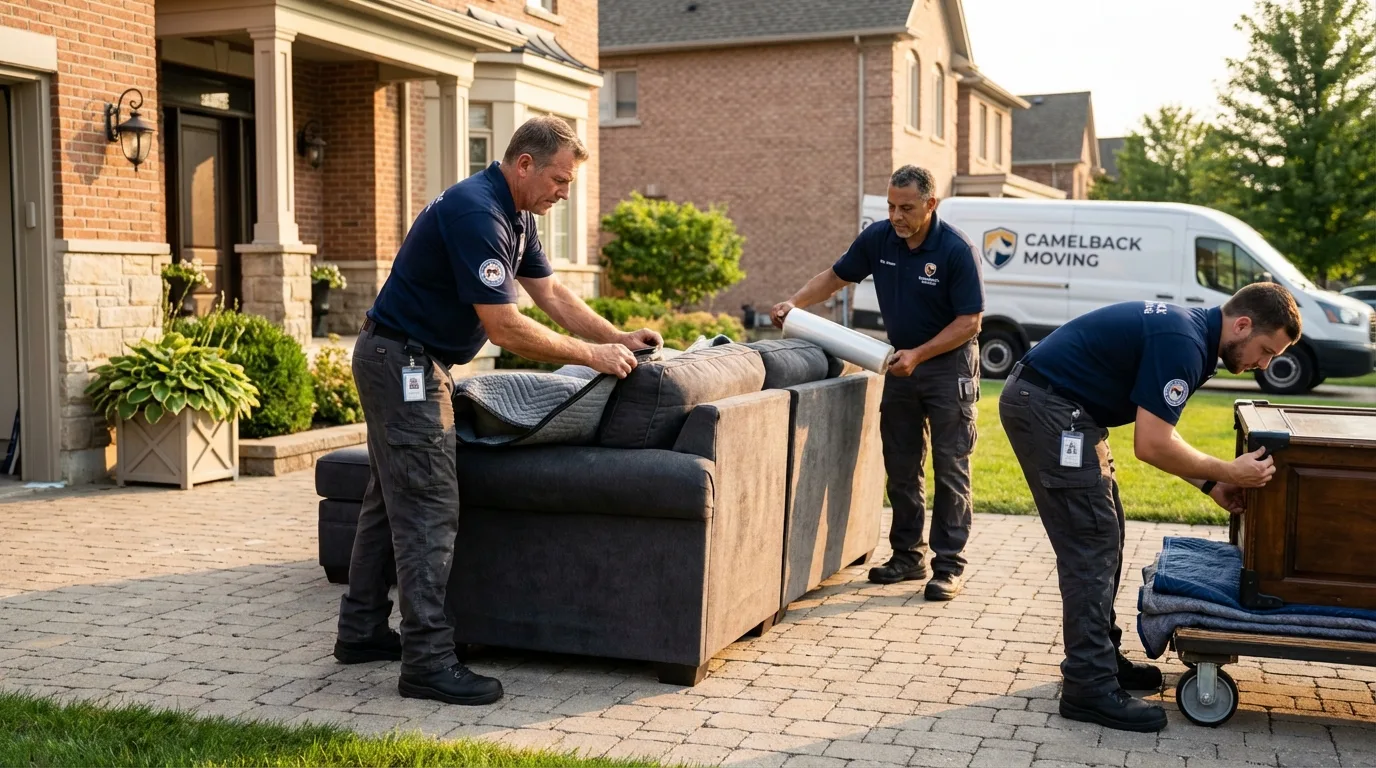 Large estate moving crew wrapping furniture in Long Branch, NJ