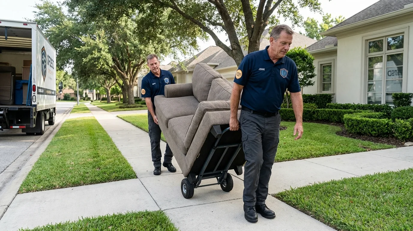 Local residential moving crew loading furniture in Long Branch, NJ